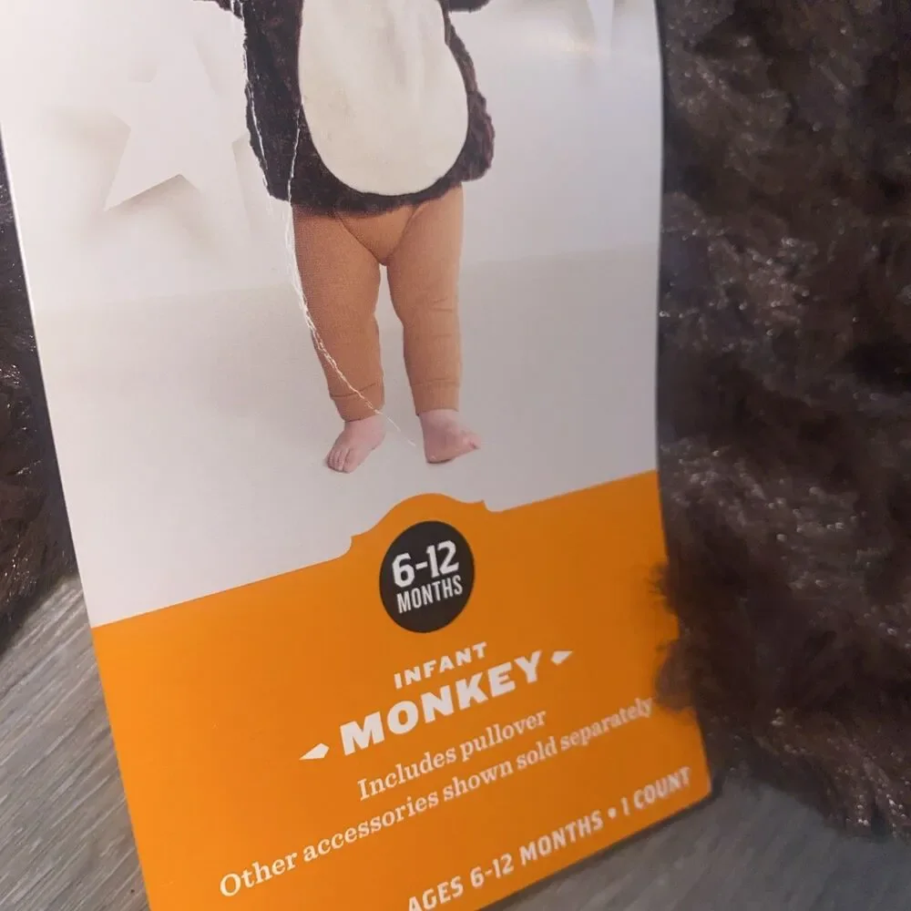 Hyde and Eek Boutique Infant Monkey Costume Pullover Size 6-12 Months